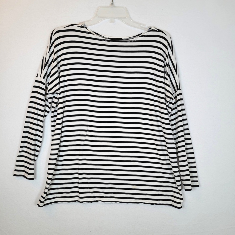 HATCH Womens Striped Jersey Boat Neck Top Size 1 White Maternity Pregnancy Prego